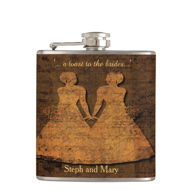 Petaca Regalo de Boda lesbiana Hipflask (Anverso)