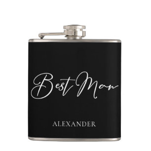 Petaca Regalo de Boda Moderno Negro Blanco Personalizado