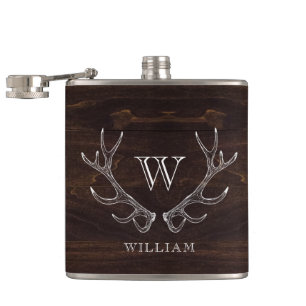 Petaca Regalo de Groomsman monogramado de Rustic Brown An