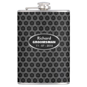 Petaca Regalo de Groomsmen de honeycomb de grill negro