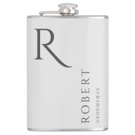 Petaca Regalo de Groomsmen de monograma masculino gris cl