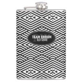 Petaca Regalo de Groomsmen del patrón de Chevron blanco n