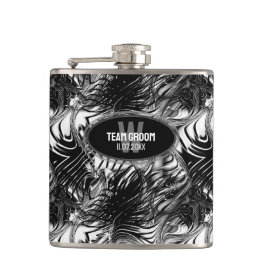 Petaca Regalo de Groomsmen del patrón ondulado blanco neg