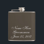 Petaca Regalo del Boda terrestre del otoño<br><div class="desc">¡Bonito patrón de mármol con texto de personalizable! ¡Un regalo perfecto para el mejor hombre, padre de la novia o todos los padrinos!</div>