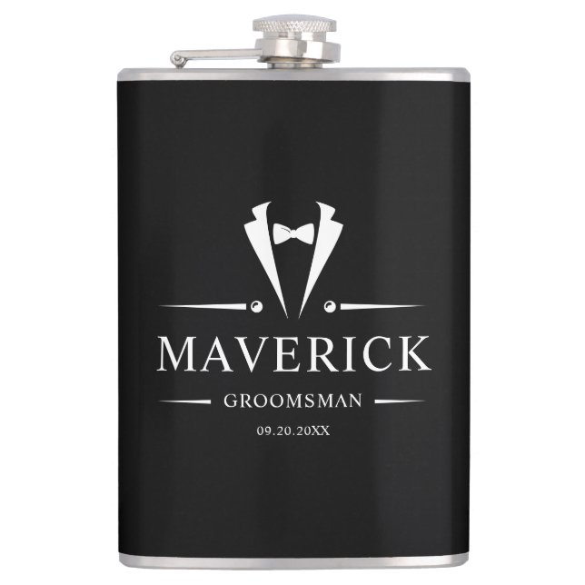 Petaca Regalo moderno Groomsmen Bodas Clásicas Favorece e (Anverso)
