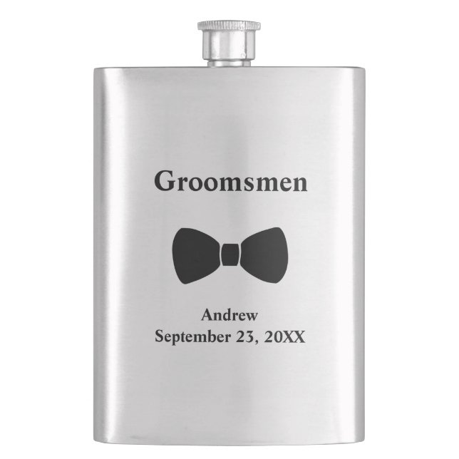 Petaca Regalo personalizado de Bow Tie Groomsmen (Anverso)