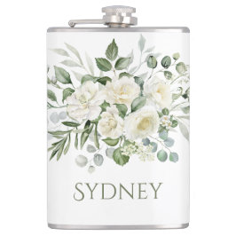 Petaca Regalo personalizado de floral blanco para damas d