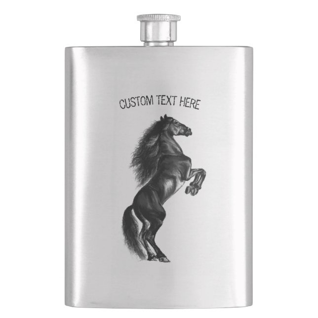 Petaca Regalo sobre la botella de caballos salvajes en po (Anverso)