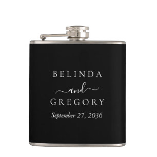 Petaca Regalos de boda personalizados negro blanco