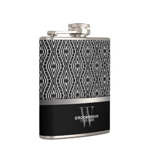 Petaca Regalos para Padrinos con Patrón Negro+Blanco Trip