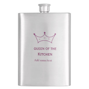 Petaca reina de cocina corona malva cocinar nombre chef