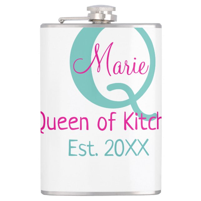 Petaca Reina de la cocina monograma minimo verde rosa sim (Anverso)