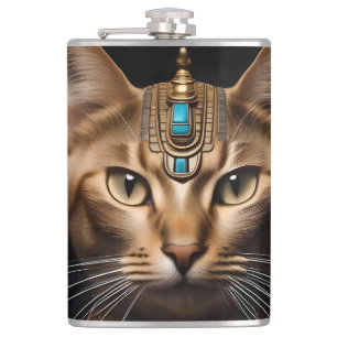 Petaca Reina del Nilo: Cleopatra el gato en la cabeza
