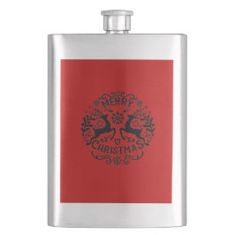 Petaca Reno de Navidad Alegre, Rojo Negro