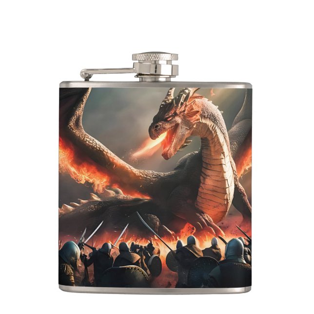 Petaca Respiración de dragones en campo de batalla mediev (Anverso)
