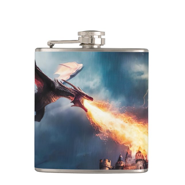 Petaca Respiración de dragones en campo de batalla mediev (Anverso)