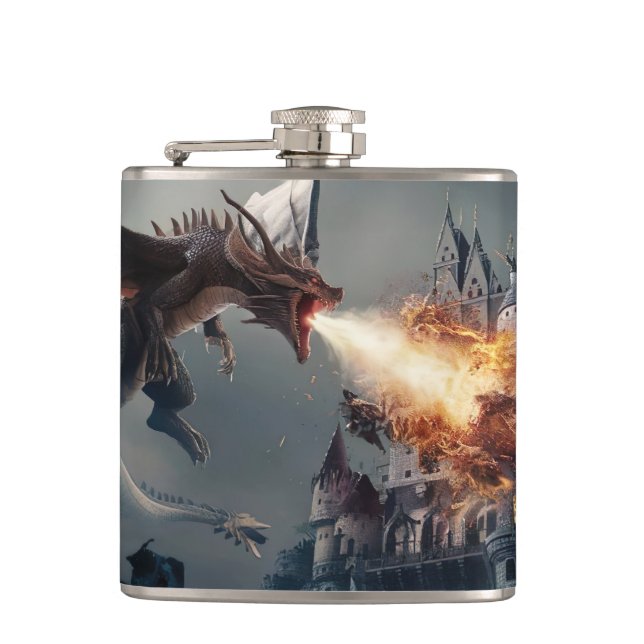 Petaca Respiración de dragones en campo de batalla mediev (Anverso)