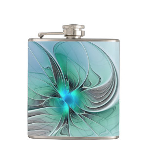 Petaca Resumen Con Arte Fractal Azul Y Moderno