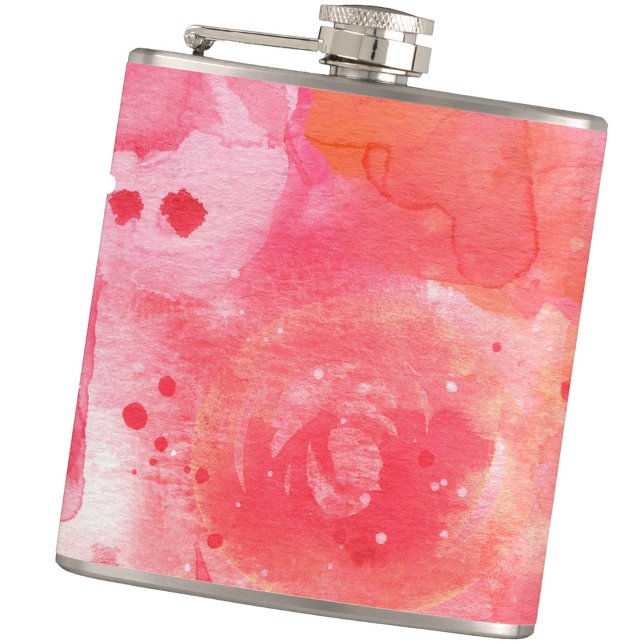 Petaca Resumen de acuarela rosa (Abstract pink watercolor splash hip flask)