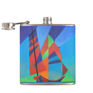 Petaca Resumen de bote basura de arte contra cielo azul p