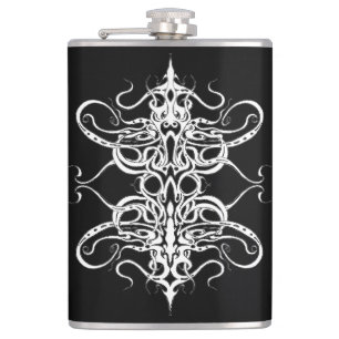 Petaca Resumen de diseño de tatuajes tribales en blanco y