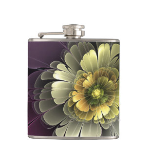 Petaca Resumen de la flor fractal gris purpur moderna