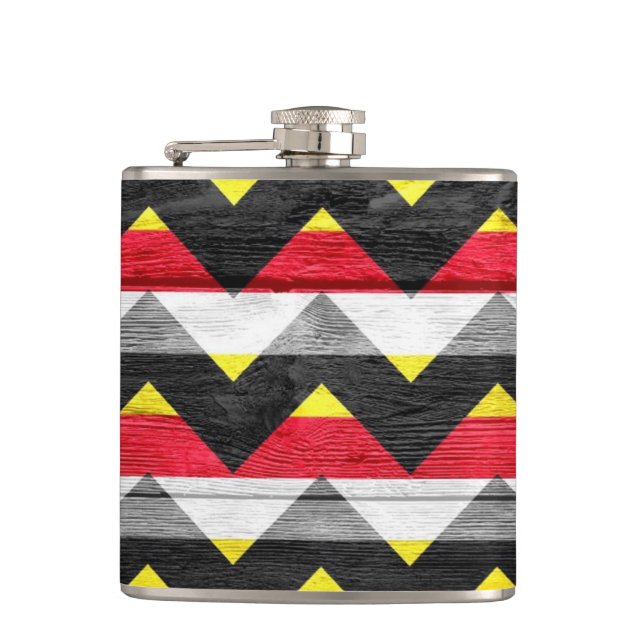 Petaca Resumen de madera de Chevron Vintage #3 (Anverso)