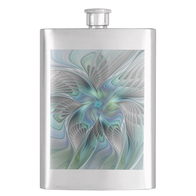 Petaca Resumen de mariposa azul verde azul Fantasía arte  (Anverso)