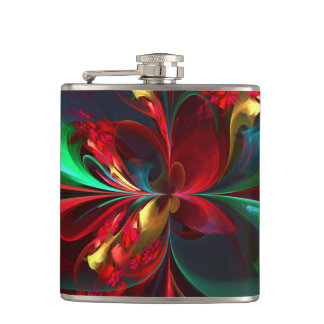 Petaca Resumen floral moderno Patrón verde rojo del arte