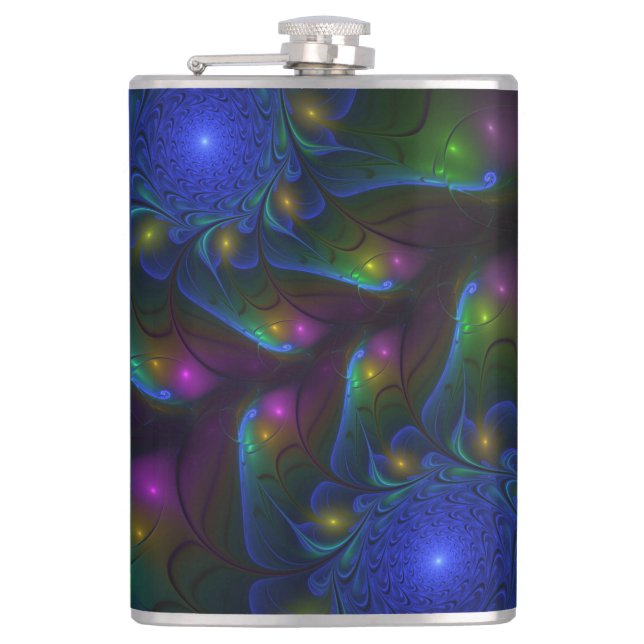 Petaca Resumen luminoso colorido de fractal trippy modern (Anverso)