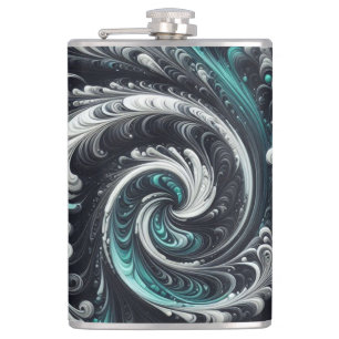 Petaca Resumen Moderno Swirling Green, Silver y Black