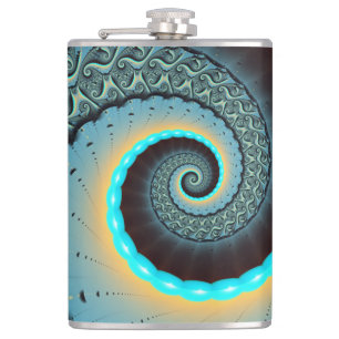 Petaca Resumen Naranja azul turquesa espiral de arte frac