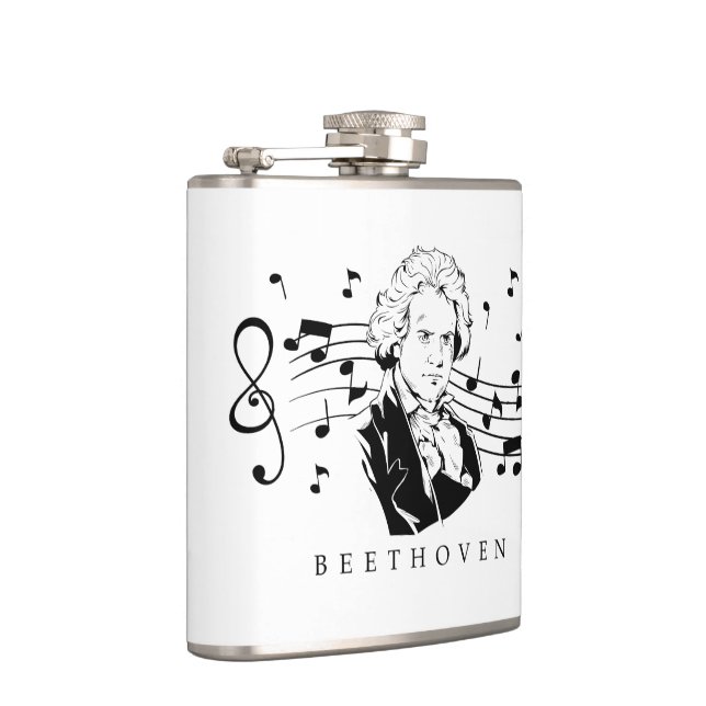 Petaca Retrato de Ludwig van Beethoven y busto con notas (Derecha)