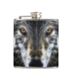 Petaca Retrato intenso inspirador de lobo