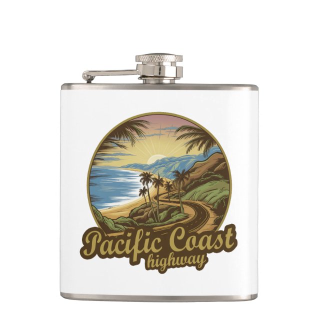 Petaca Retro de la autopista de la costa del Pacífico (Anverso)