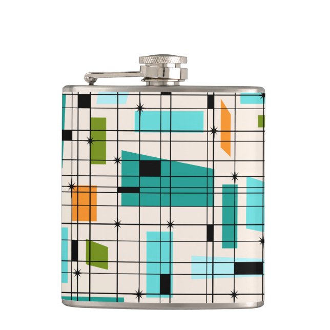 Petaca Retro Grid y Starbursts Vinyl Wrapl Flask (Anverso)