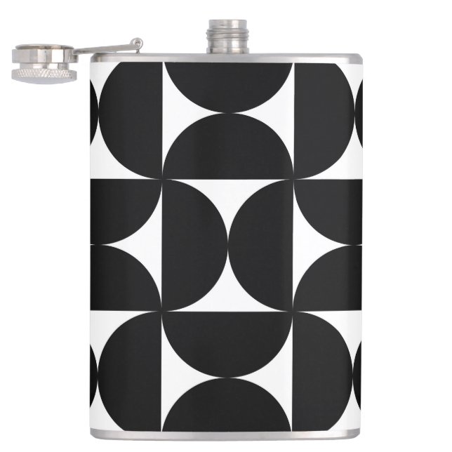 Petaca Retro Minimalist Style Black Geometric Bauhaus (Abierto)
