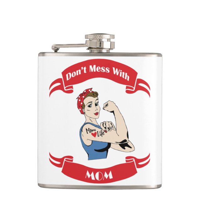 Petaca Retro No te metas con MOM (Anverso)