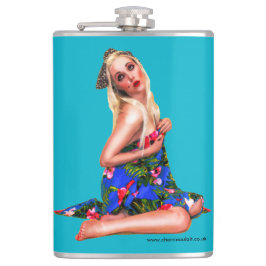 Petaca Retro Pinup Beach Chica Verde azulado