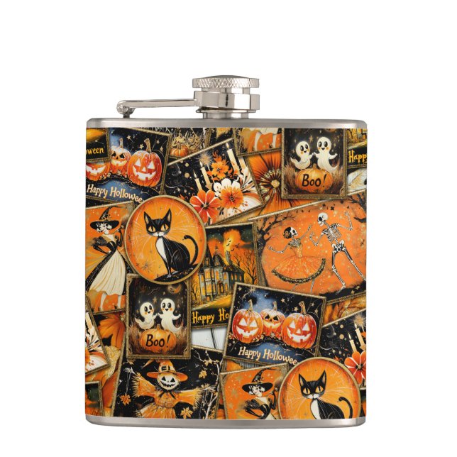 Petaca Retro Vintage Halloween Fun Collage (Anverso)