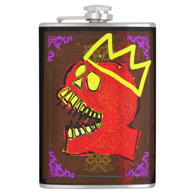 Petaca Rey Calavera Cráneo Arte NFT pGeek (Anverso)
