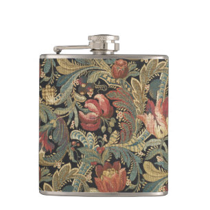 Petaca Rich Floral Tapestry Brocade Antiguo Clásico