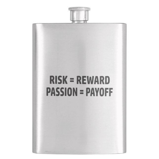 Petaca Riesgo = Recompensa, Pasión = Beneficio (Anverso)