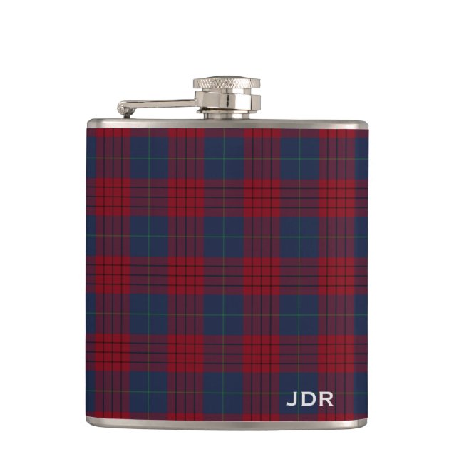 Petaca Robinson Tartan Monogram Naval Blue and Red Plaid (Anverso)