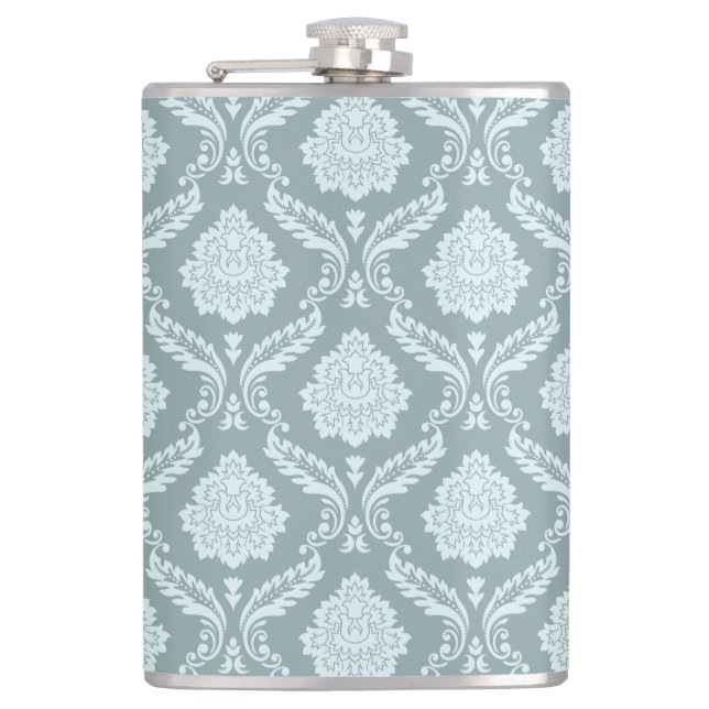 Petaca Rococo Damask Pattern Duck Egg Blue+Teal (Anverso)