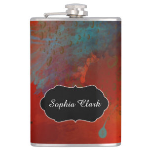 Petaca Rojo, aguamarina y arte abstracto del Grunge del