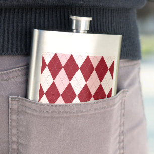 Petaca Rojo Argyle Crimson Forma de Diamante Pequeño Rosa