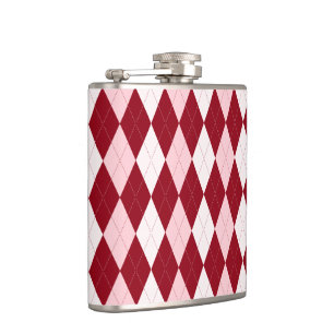 Petaca Rojo Argyle Crimson Forma de Diamante Pequeño Rosa