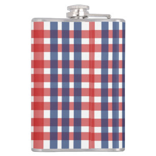 Petaca Rojo blanco y azul Gingham Plaid