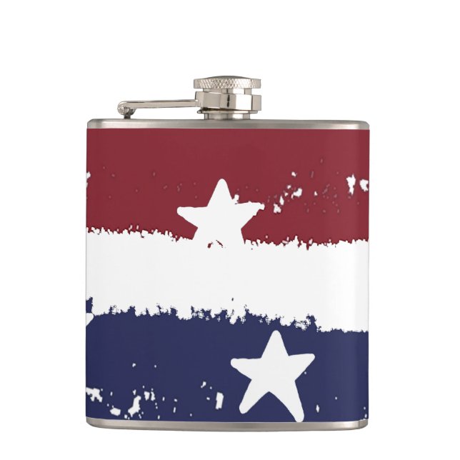 Petaca Rojo, Blanco y Azul Paint Hip Flask (Anverso)